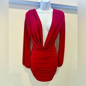 Sen Elegant Red Plunge Dress